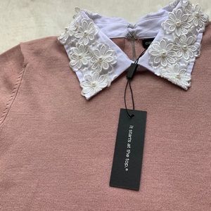 Blush Pink, White Floral Embroidered Collar 🌸